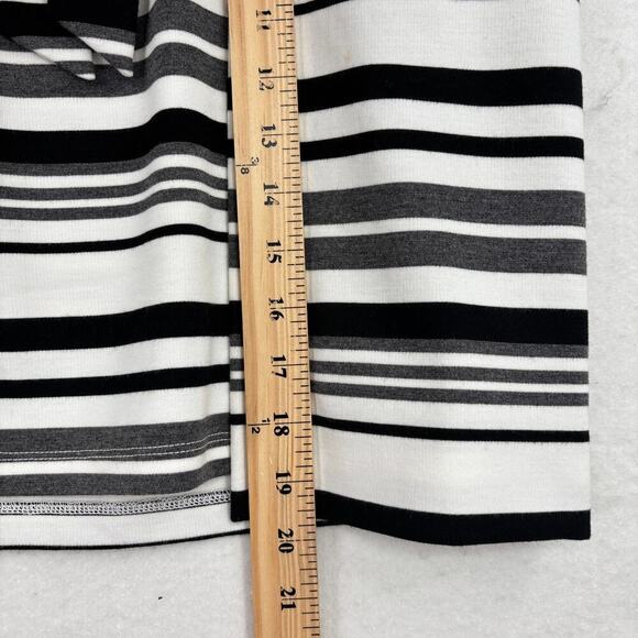 Cabi Grandstand Skirt Size M White Black Gray Stripe Faux Wrap Tie Stretch Knit - Picture 8 of 10